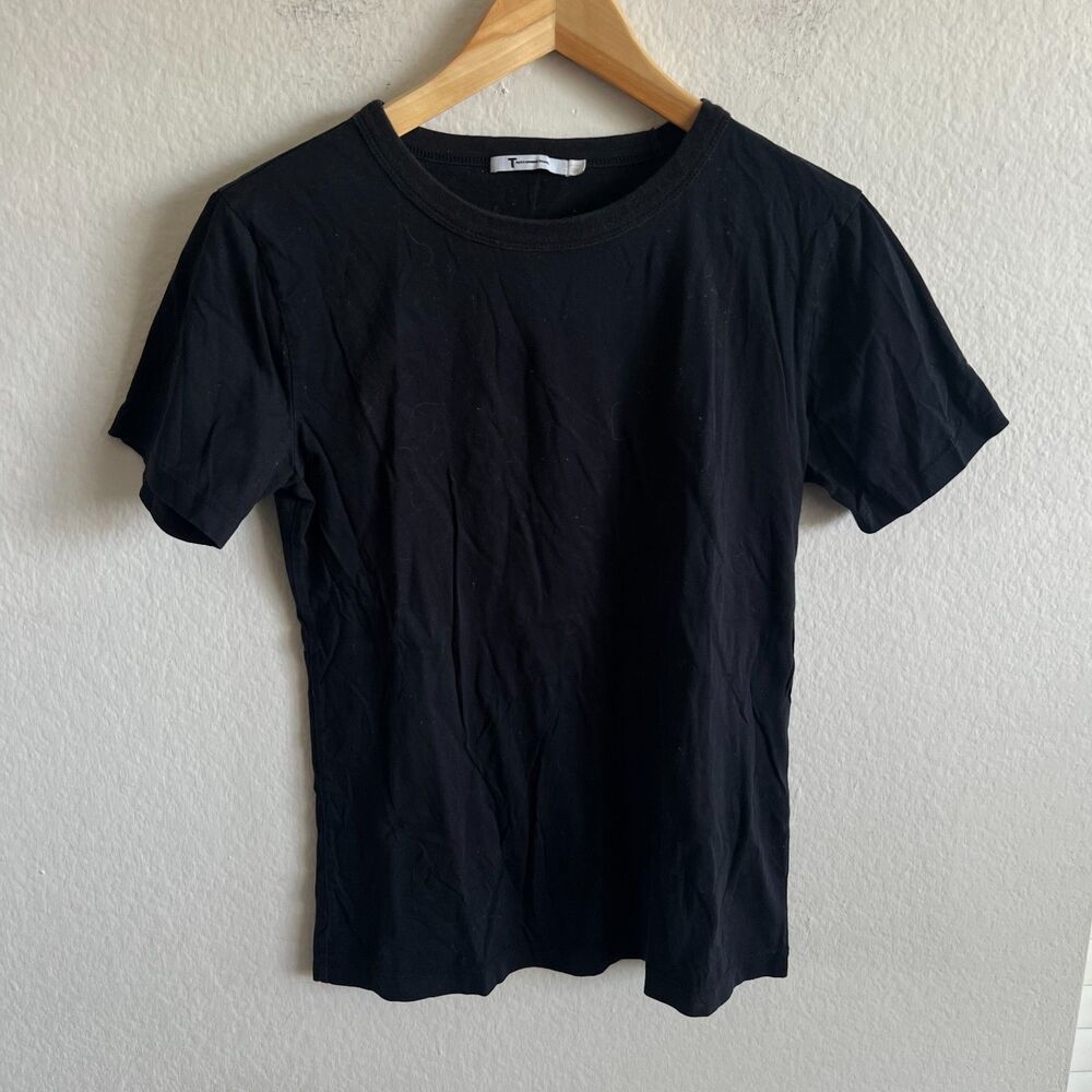 ALEXANDER WANG Black Fitted T-Shirt Cotton Blend Short Sleeve Top Tee Womens XS